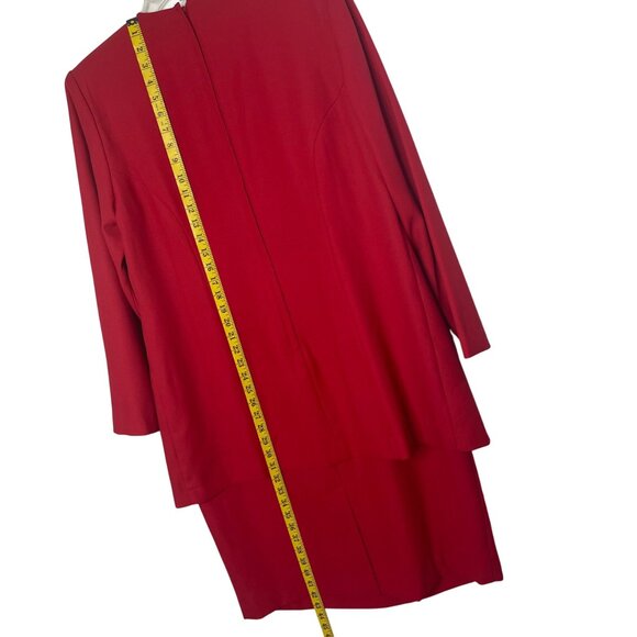 Studio I Vintage Women's 14W Jacket Dress Red / Red Embroidered, Beads - Picture 10 of 14